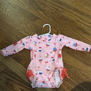 Ruffle Butts Pink Rashguard